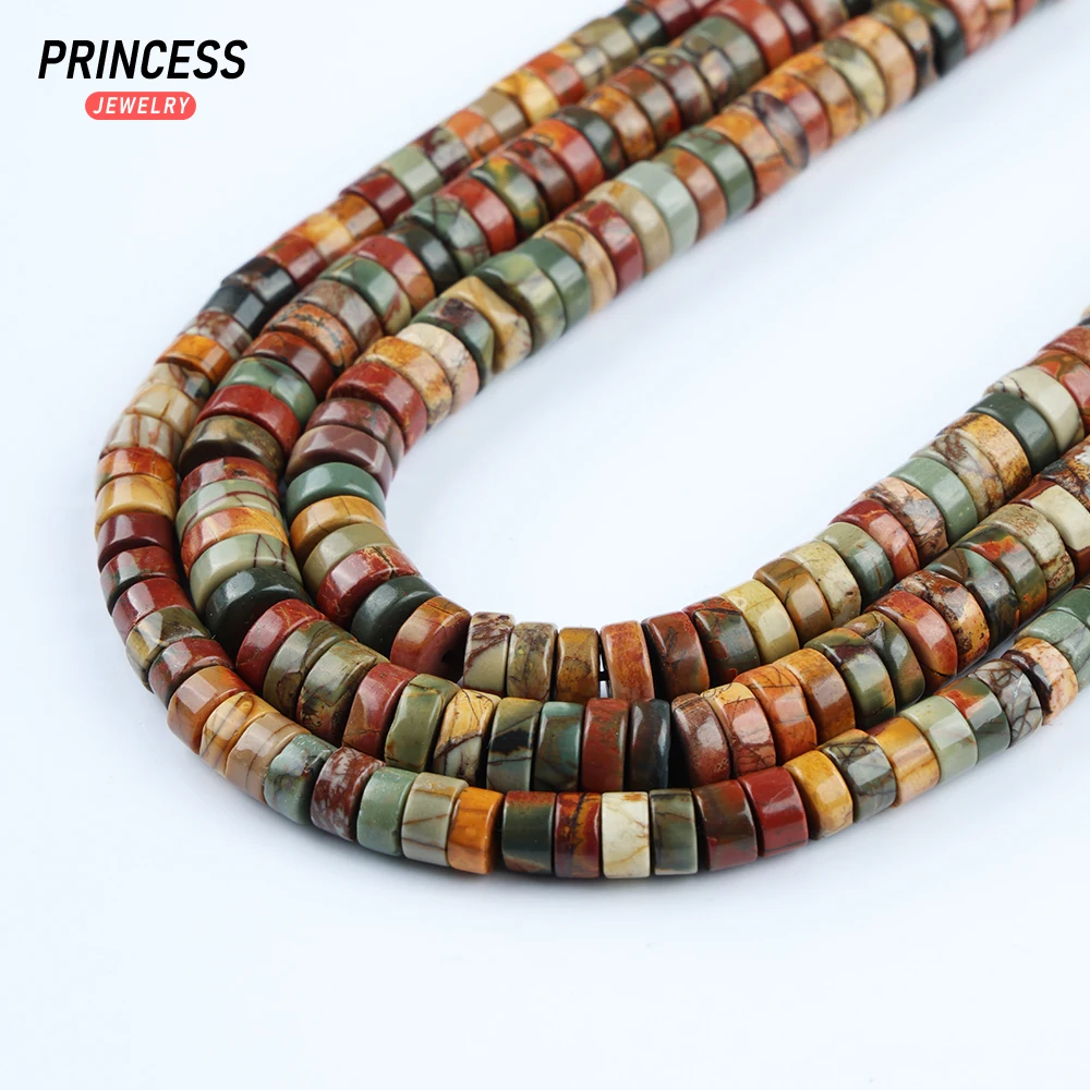 A++ Natural Picasso Jasper Rondelle Beads 4 6 8mm Loose Beads for Jewelry Making Bracelet Wholesale Crystal DIY Accessories