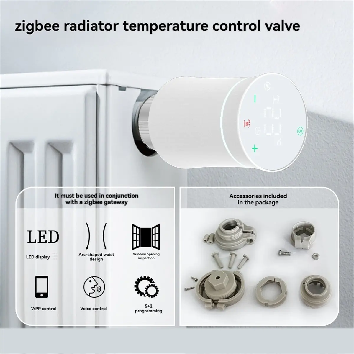 DT77 2Pcs Tuya Smart ZigBee Thermostatic Radiator Valve TRV Programmable App Remote Temperature Controller
