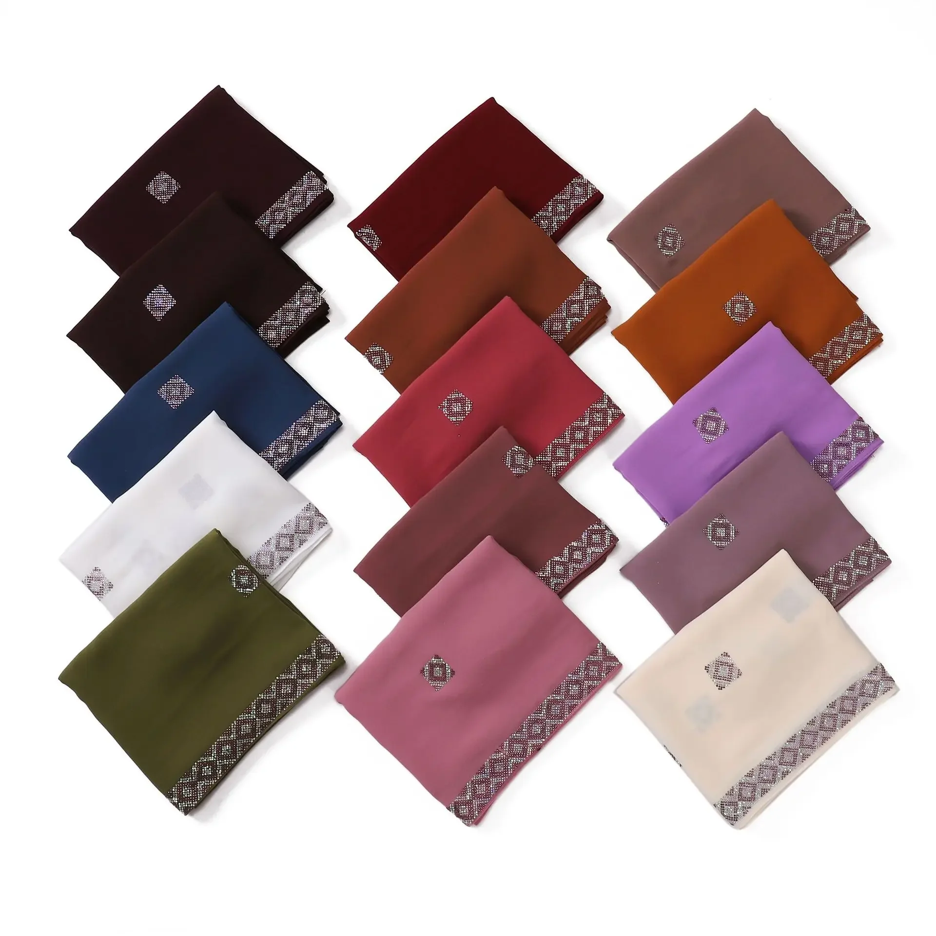 

New Muslim Hijab Chiffon Scarf Diamonds Head Wrap Women Shawls Headscarf Turban Bandanas Headband Bufanda Foulard Turbante Mujer