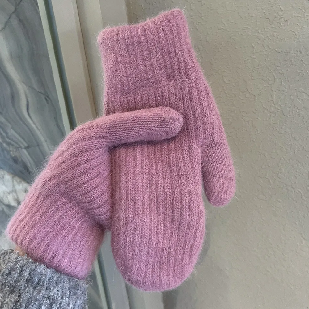 Thermal Mittens For Women Winter Blend Plush Gloves Thick Soft Windproof Outdoor Cycling Warm Covers