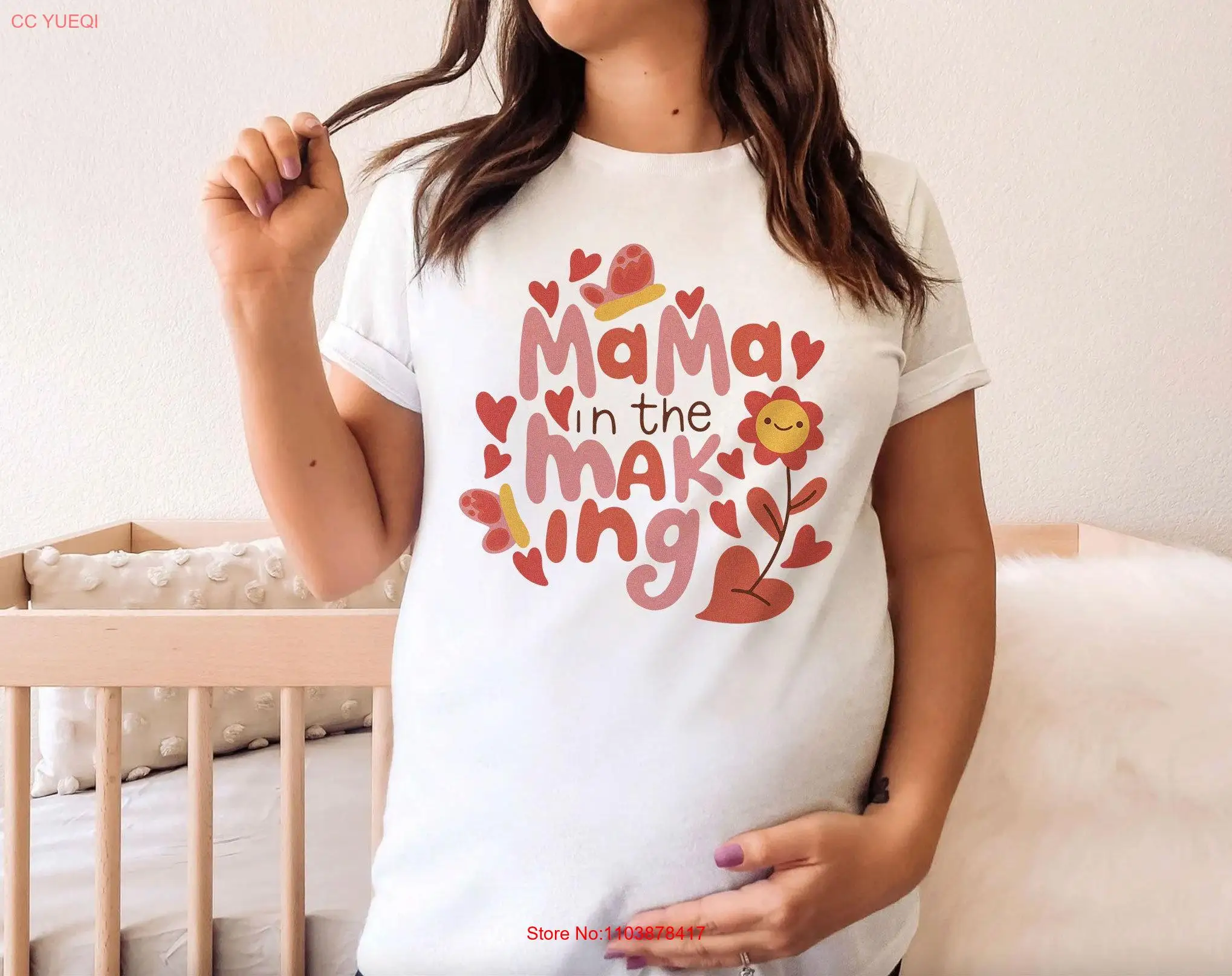 Женская футболка Mama In The Making Mom To Be Pregnancy Announcement День матери с длинными или короткими рукавами