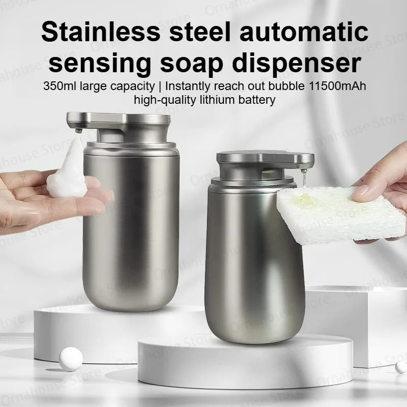 

Fully Automatic Induction Stainless Soap Dispenser Rechargeable for Bathroom and Kitchen Foaming Hand Soap and Lotion Bottle 1pc