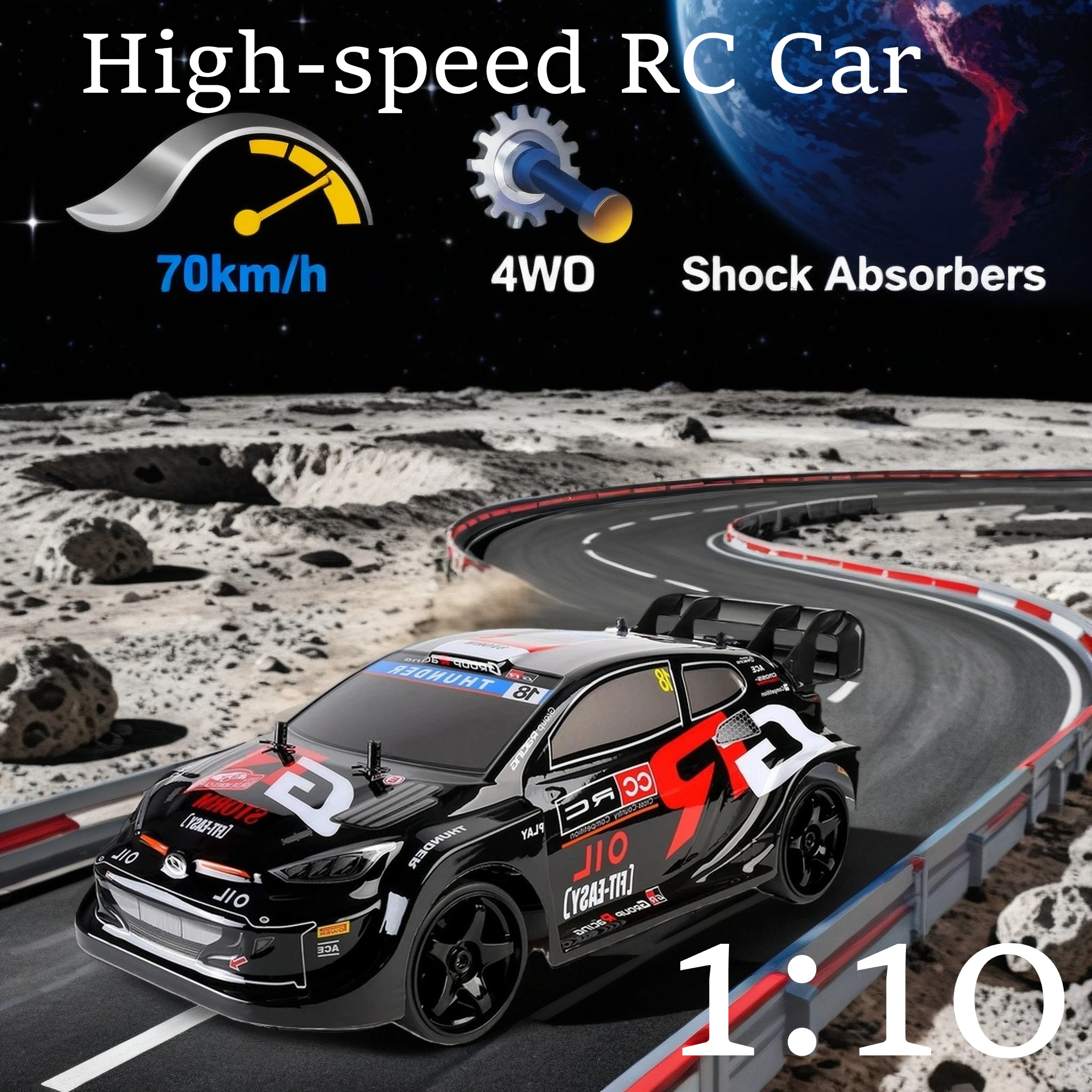 Wltoys 70KM/H High-speed RC Car  Four-wheel Drive Off-road Drift 1:10 Professional Racing Car  40KM/H Boy's Toy birthday gift