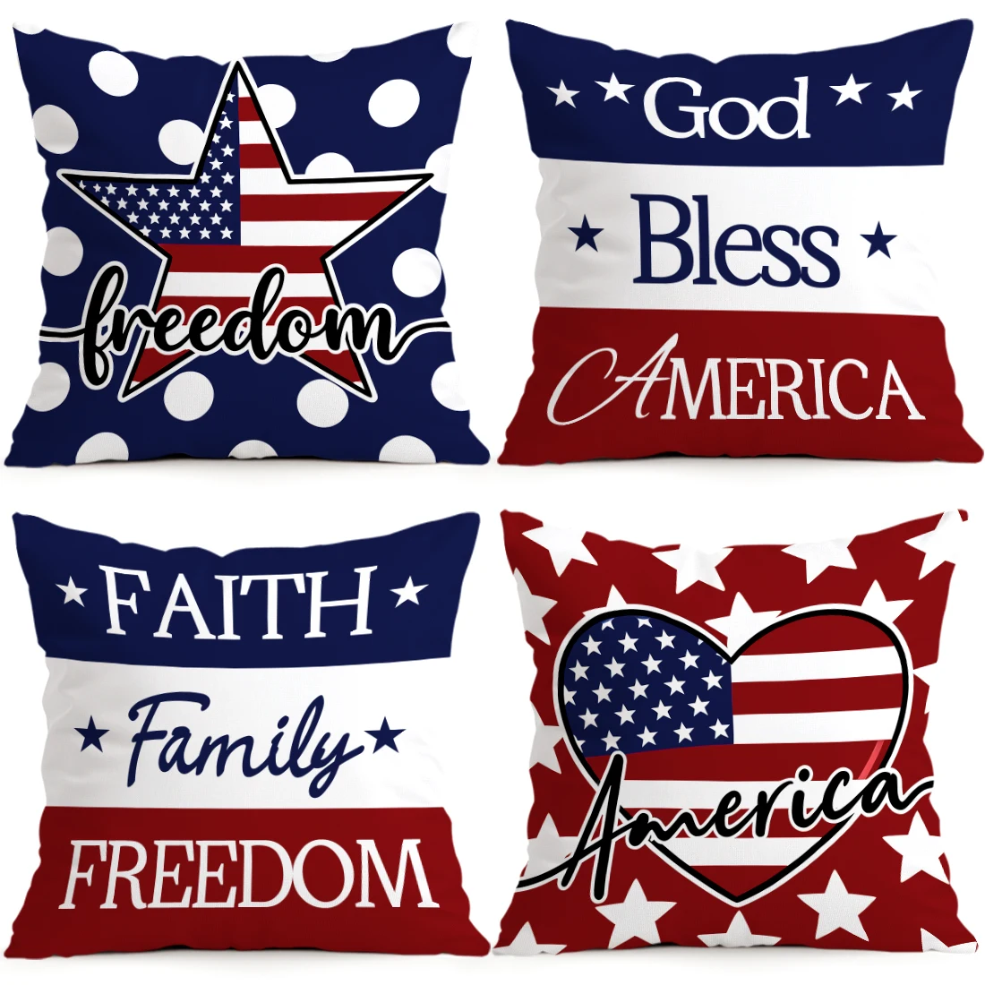1/4pcs Free American Independence Day Cushions Pillowcase Polyester Cushion Cover Throw Pillow Pillowcover Home Car Sofa Decor