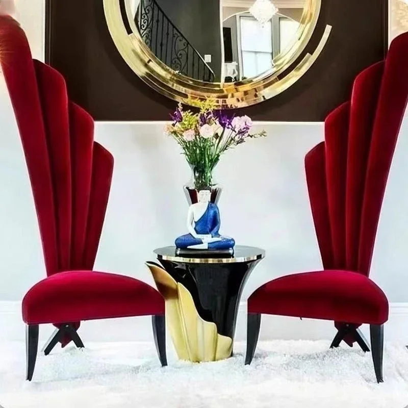Italian designer fan-shaped special-shaped sofa chair living room retro backrest reception chair British postmodernist chair
