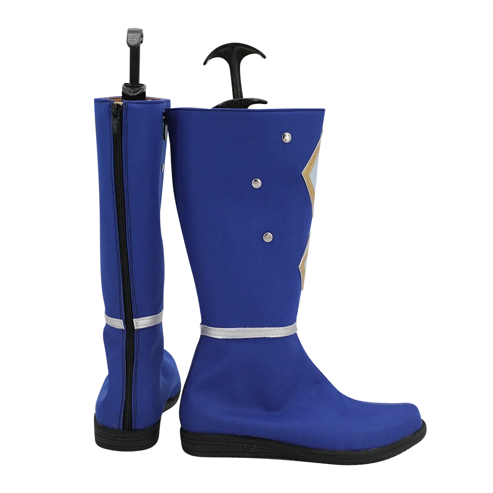 Ninja Sentai Kakuranger Ninja Blue Cosplay Boots Customized Leather Shoes For Unisex