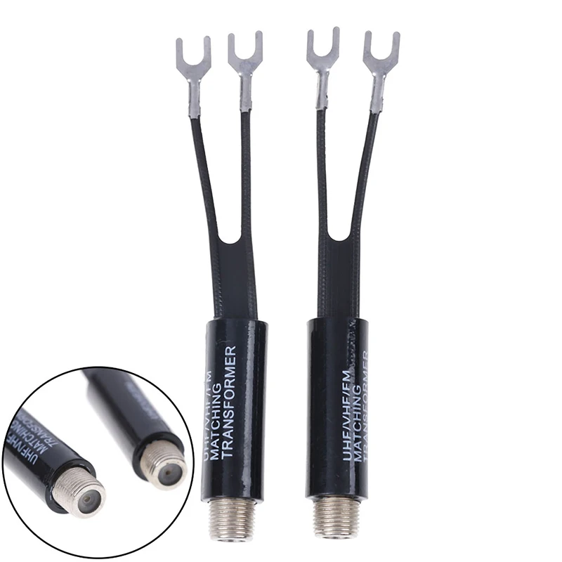- 2Pcs UHF/VHF/FM/TV F Cable 75-300 Ohm Balun Antenna Matching Transformer Adapter -