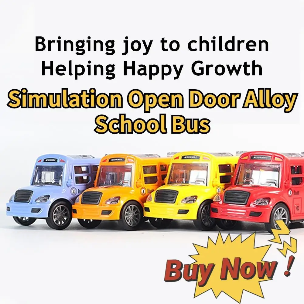 Simulation Open Door ABS School Bus Kids Educational Toy Cars Model Pull Back Car Interactive Toys Car Boys Birthday Gift