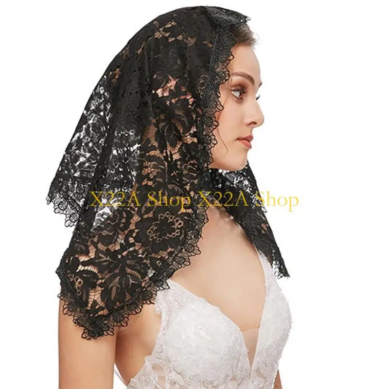 

Unique Lace Church Veils for Head Covering Latin Mass Mantilla Floral Pattern Short Scarf Women Catholic Veil for Chapels