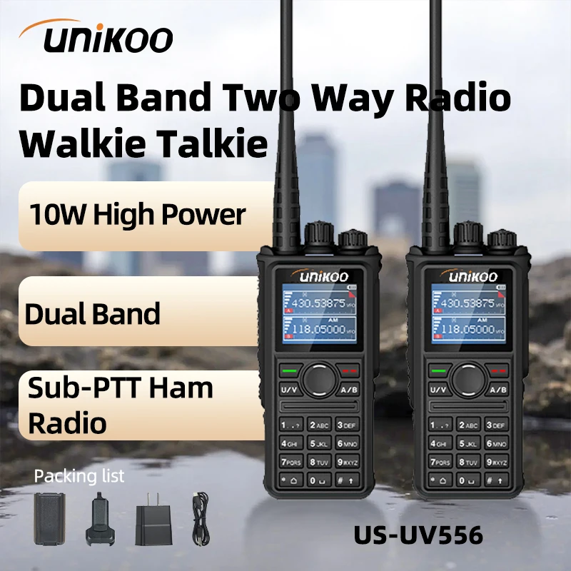 

2PCS UNIKOO US-UV556 Walkie Talkie UHF VHF DTMF FM 10W Hight Power Wirless Copy Frequency Ham Radio UV Transceiver