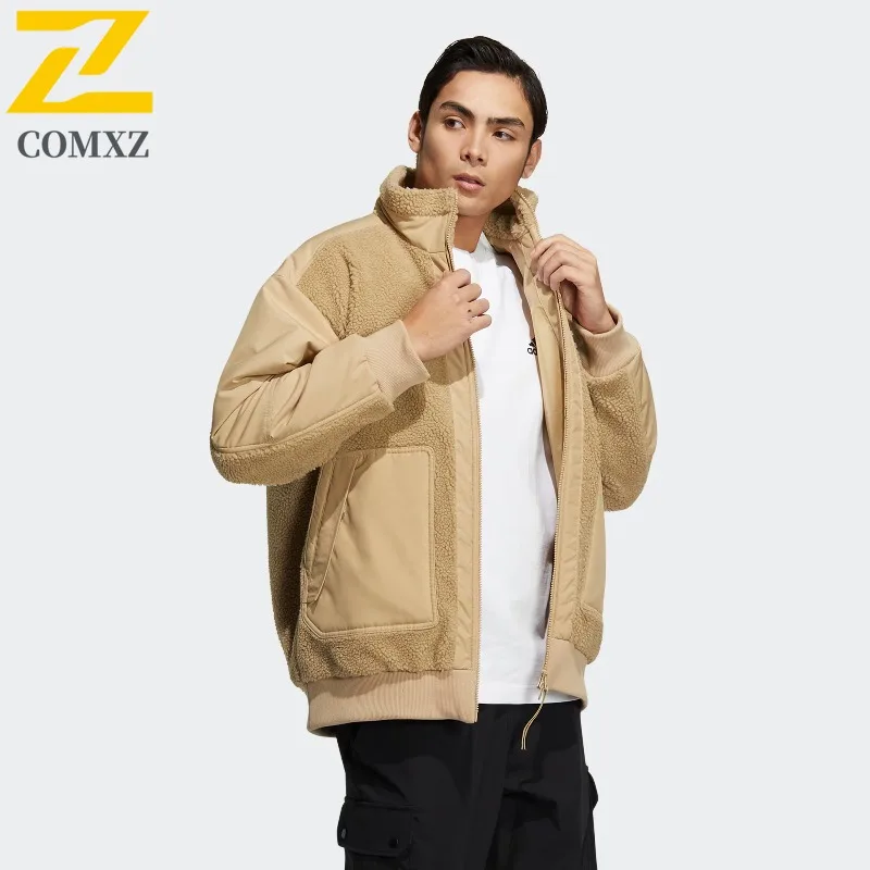

COMXZ Мужская зимняя куртка для катания на лыжах, теплая функция, зимняя приключенческая куртка на флисовой подкладке, уличный вид, ветрозащитная дизайнерская стеганая куртка