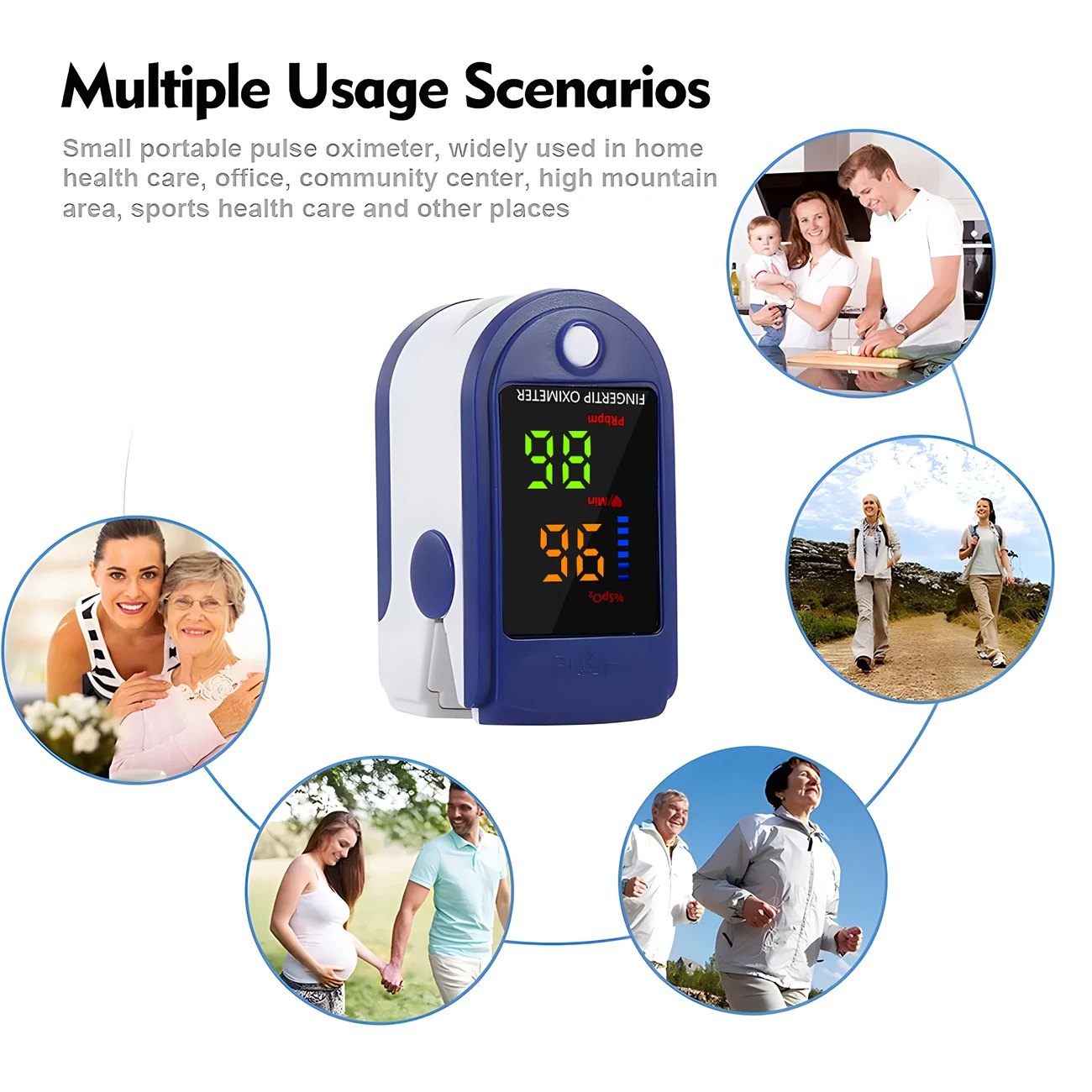 Portable 4 Colors Oximeter Fingertip Pulse Blood Oxygen Saturation Monitor LED Display Fingertip Oximeter Testing SPO2