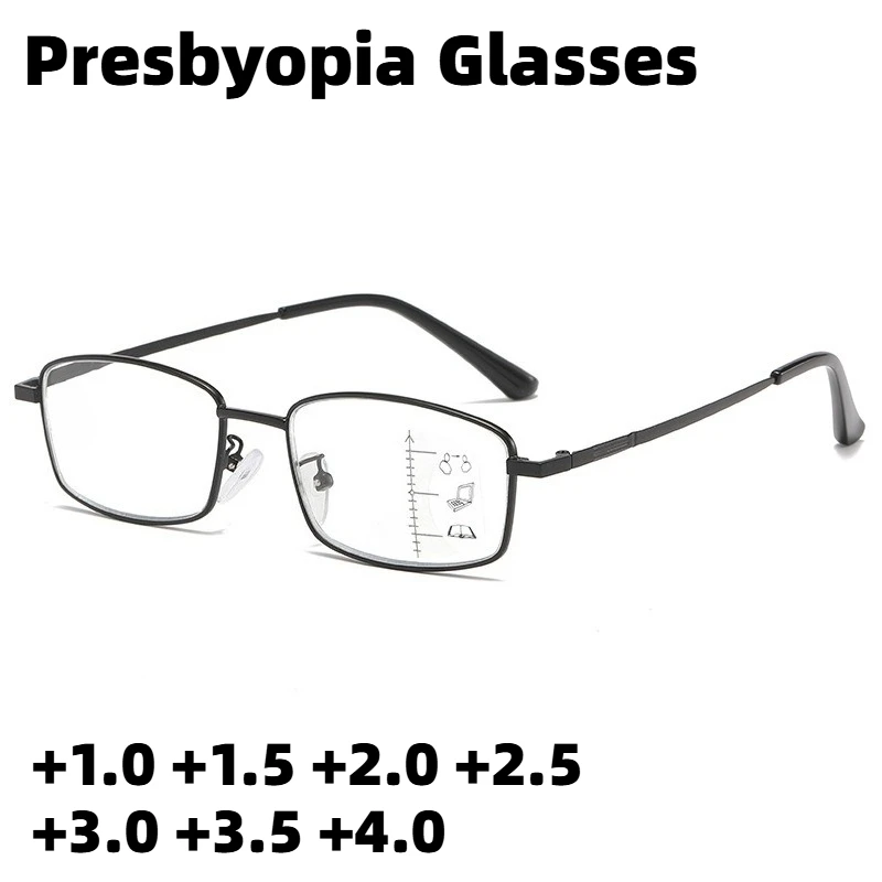 

Square-framed Progressive Multifocal Anti-Blue Light Presbyopia Glasses Unisex Classic High-Definition Reading Eyewear