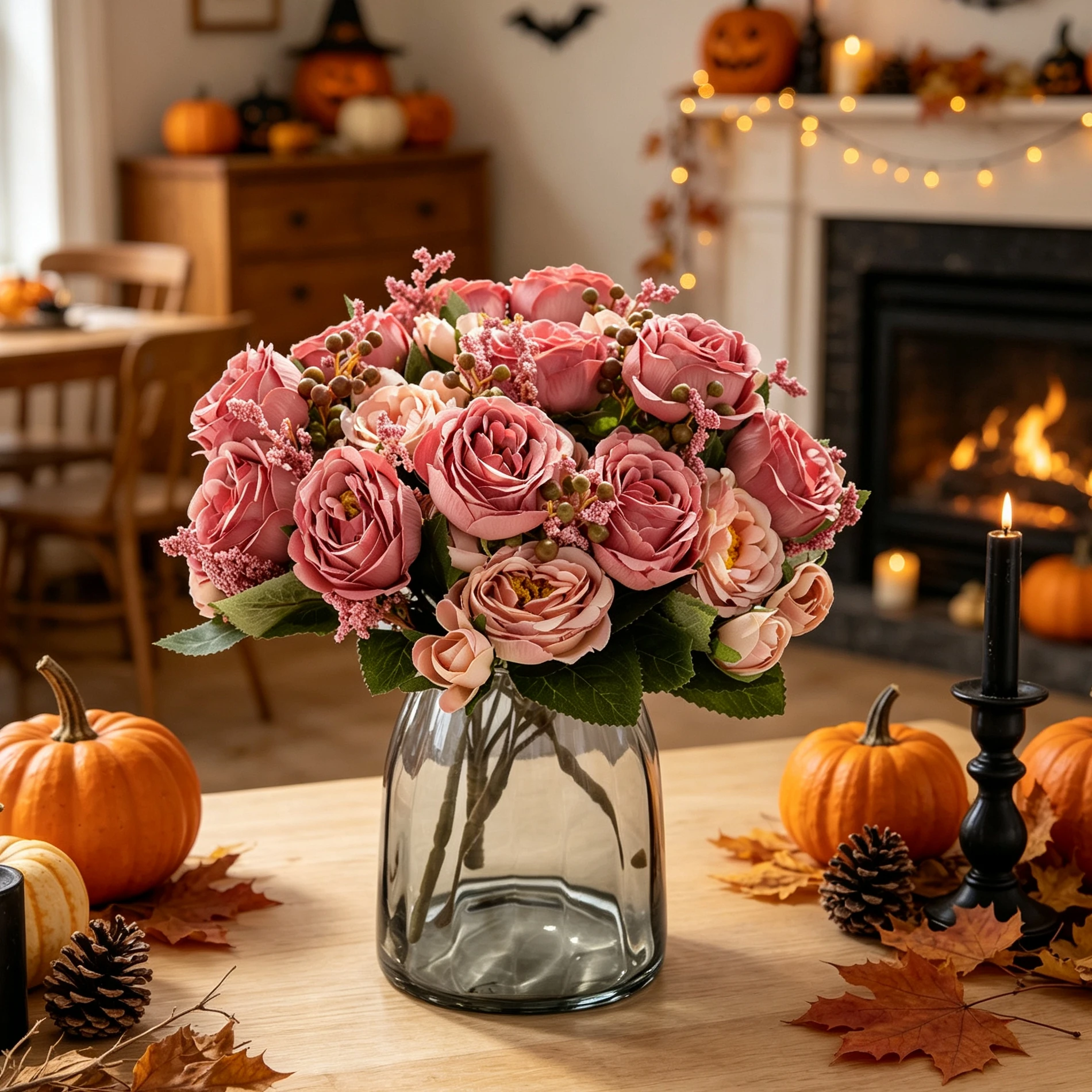 3 Stück Künstliche Blumen aus Seide, Pfingstrosen für Zuhause, Zimmer, Garten, Tisch, Herbst, Halloween, Dekoration, DIY Hochzeitskranz, Brautstrauß, Geschenk – Detail 5