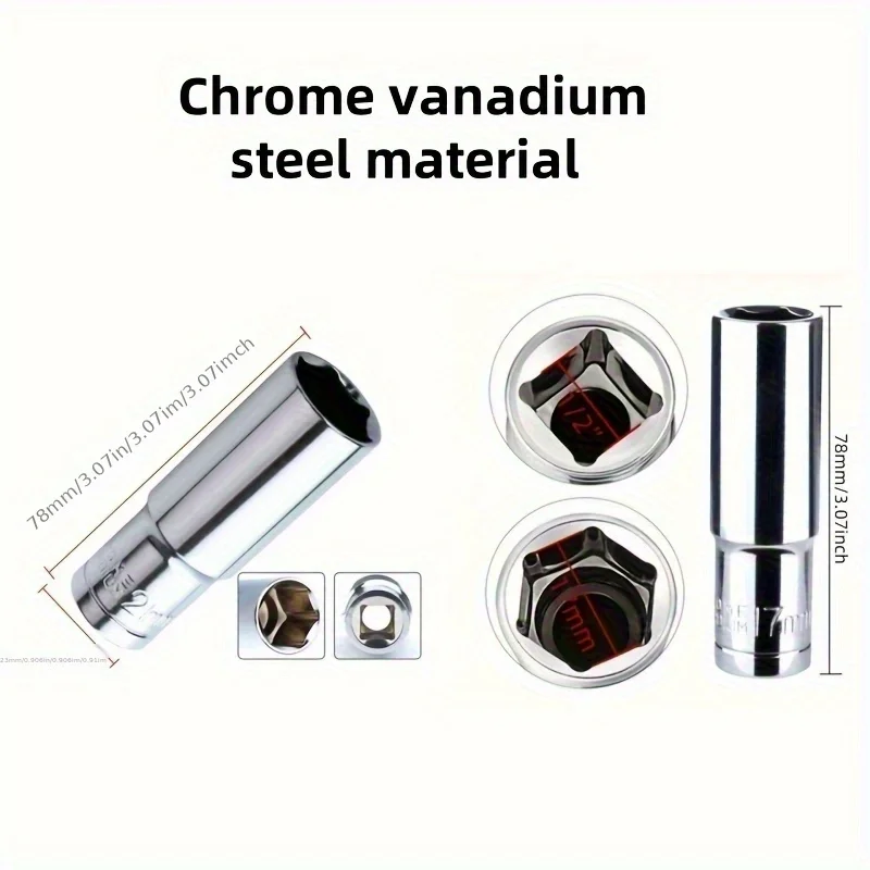 رأس مقبس طويل 1/2 بوصة، عمود ممتد لعزم دوران أكبر، فولاذ كروم فاناديوم CR-V مزورة لمقاومة التآكل