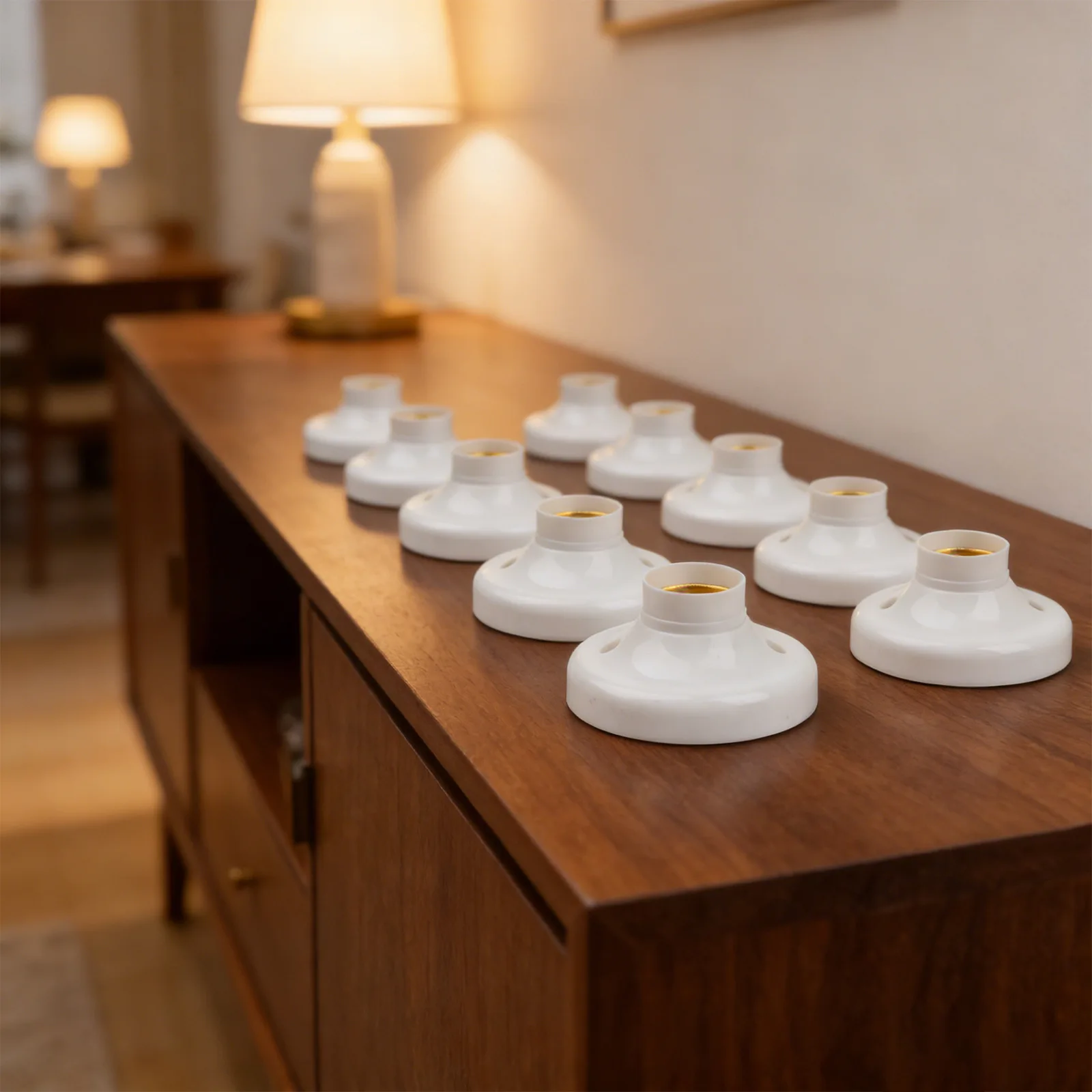 Lamp Holder Light Bulb Socket Plastic+Metal 2A 10pcs 250V E27 Screw Socket Light Bulb Holder Round Lamp Holder