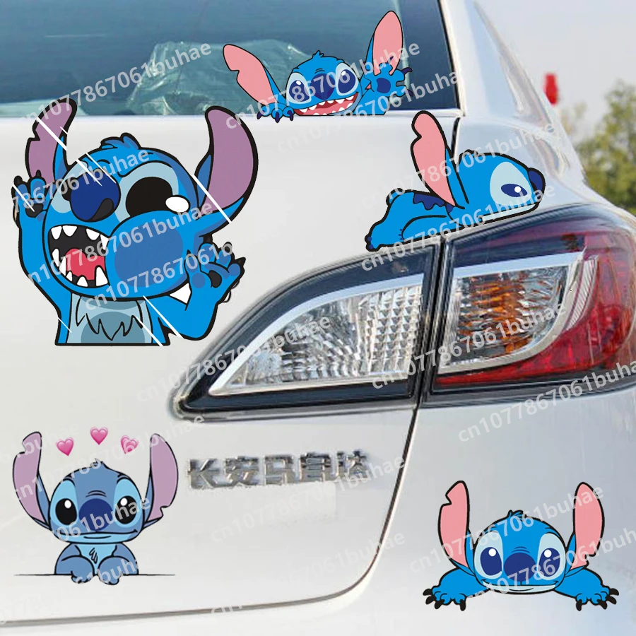 Stitch Disney Car Sticker Anime Figure Stitch Auto Window Driving Mirror Decals Rear Windshield Stickers Kawaii Car Decor Gifts