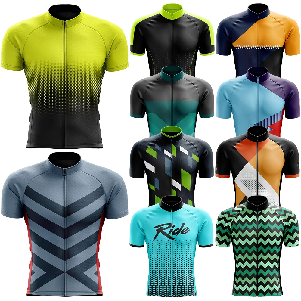 Aqua Blue Ride Camisa de ciclismo para homens respirável manga curta bib shorts durável almofada de gel 20D, roupas de bicicleta de montanha