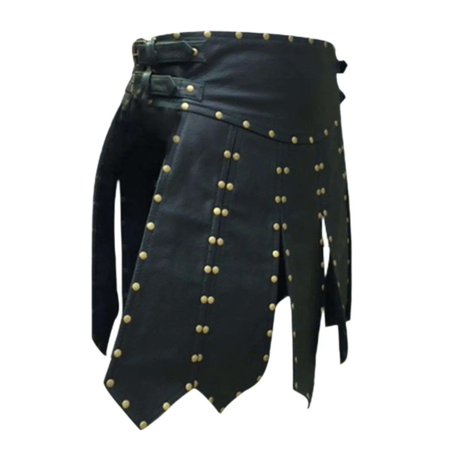 Utility Kilt Costume Studded Kilt Adjustable Roman Skirt Men Cosplay Kilt for Club Wear Stage Performance Halloween Larp Party