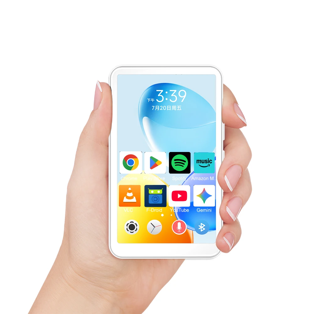 WiFi MP3 Player Famue BF12 Android 10 | 4.0-inch Mini Online Music Streaming | 256GB Expandable SD | Student Gift | White