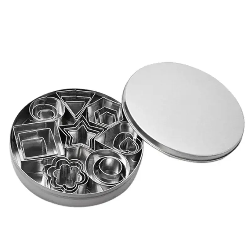24Pcs Geometric Shaped Cookie Cutter Set Square Heart Triangle Round Baking Cutter Stainless Steel Metal Biscuit Cutter Molds