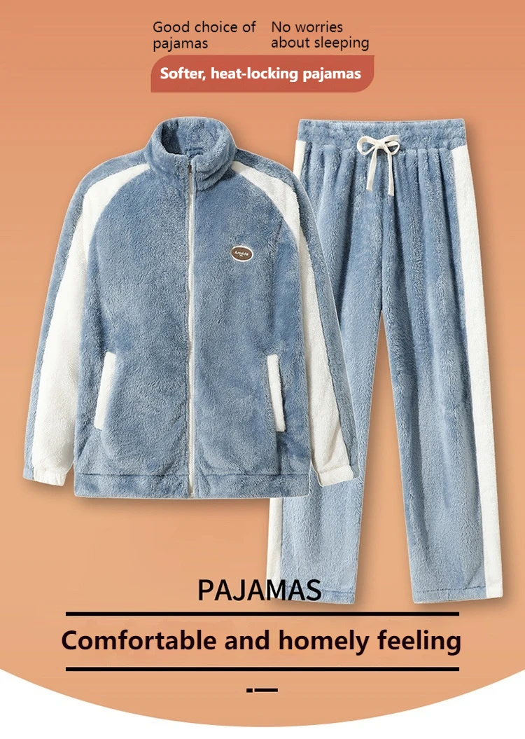 2024 Winter New Men\'s Home Set with Thick Fleece, Fashionable and Warm Two Piece Set, Daily Leisure Winter Set