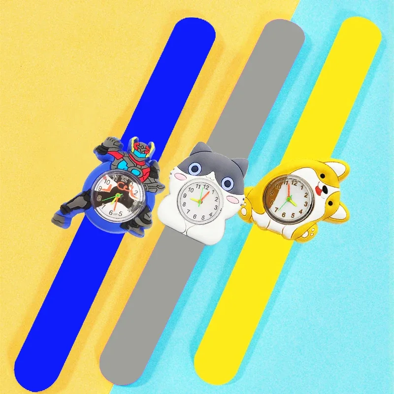 2024 New Exquisite Children Watches 2-14 Years Old Baby Study Time Toy Slap Bracelet Kids Watches for Boys Girls Birthday Gift