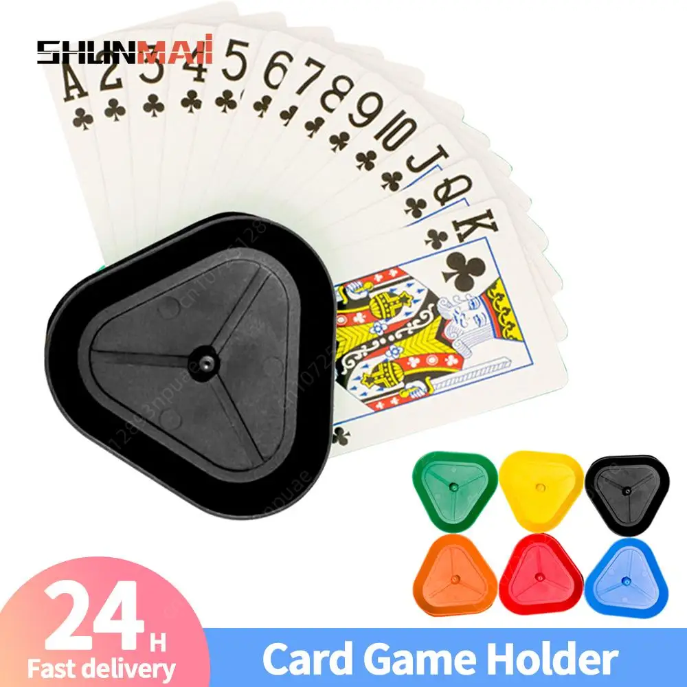 Card Game Holder Playing Card Clamper Triangle Board Game Poker Seat Hands-Free Little Hands Cards Tray Four-piece Set Plastic