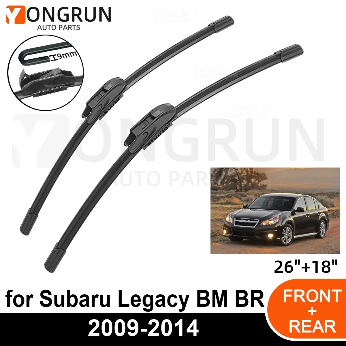 

Car Front Windshield Wipers For Subaru Legacy BM BR 2009-2014 Wiper Blade Rubber 26"+18" Car Windshield Windscreen