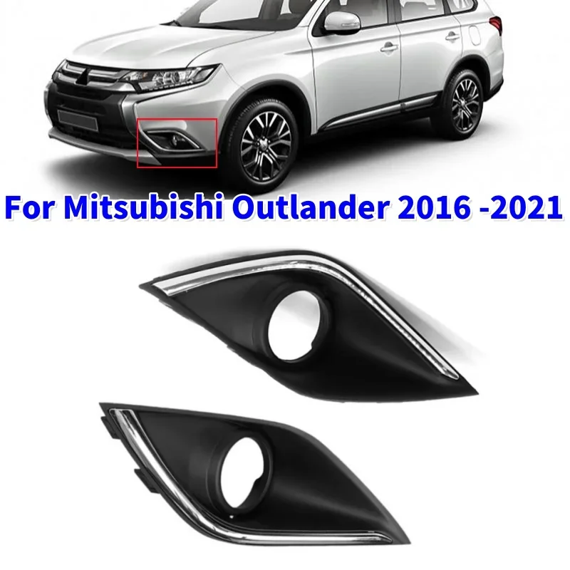 1/2Pcs Car Front Bumper Fog Light Cover For Mitsubishi Outlander 2016 2017 2018 2019 2020 2021