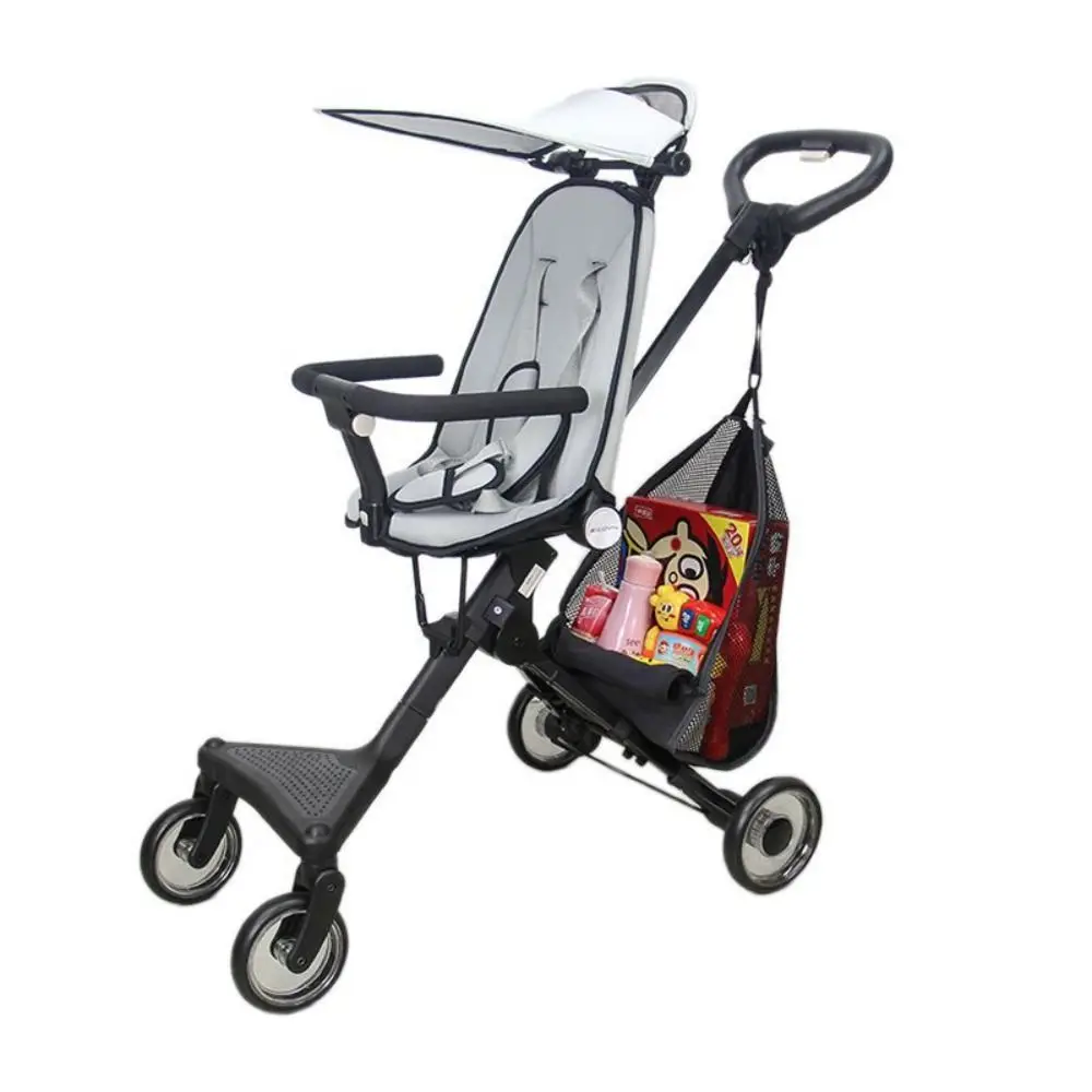 Malha carrinho de bebê net bolso carrinho de bebê cor sólida organizador carrinho de bebê acessórios grande capacidade