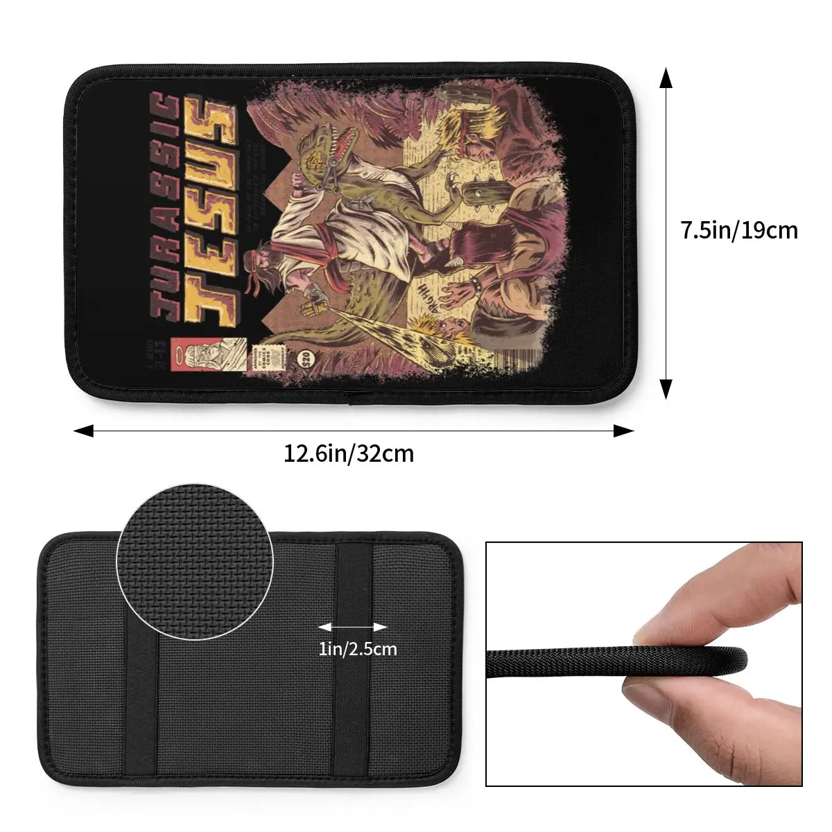 Center Handle Box Pad Cushion Jurassic Jesus Monster Retro Video Games Car Armrest Cover Mat Auto Styling Interior Accessories