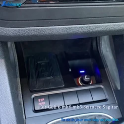 Phone Holder Car charging panel For VW Golf 6 mk6 Scirocco Sagitar 2008-2013 Golf 5 mk5 wireless charger Pad mobile Mount Trim