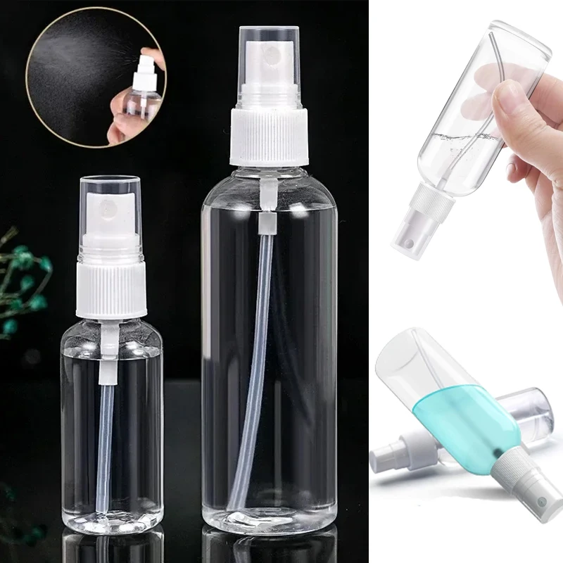 100Pcs 10ml-120ml Empty Clear PET Plastic Spray Bottles Refillable Fine Mist Travel Containers For Liquid Perfume Cosmetic Water