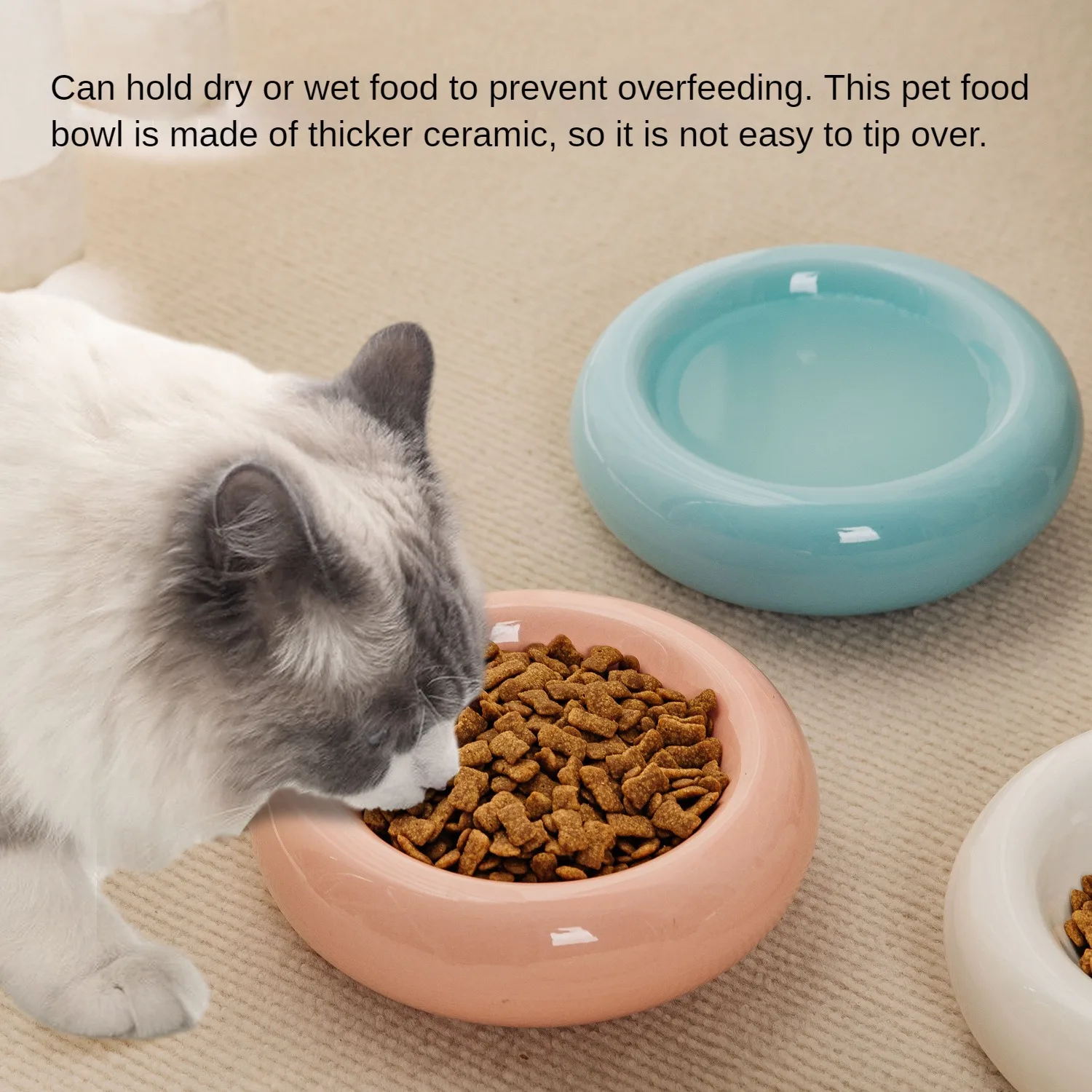 Ceramic Cat Bowl Anti Tipping Water Bowl Snack Pet Bowl Cat Bowl Donut Food Dispenser Home Fun and Cute Cat Food Bowl