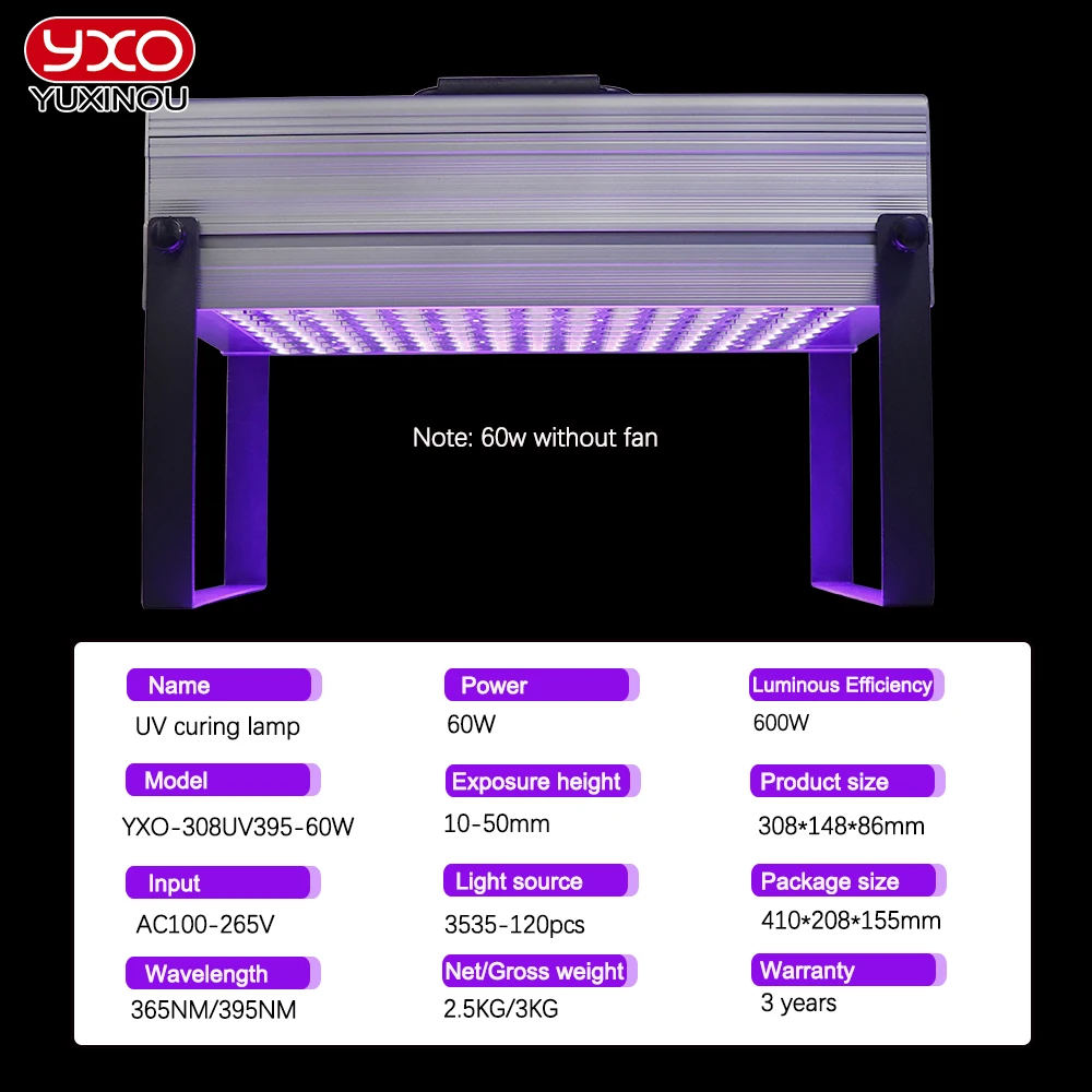 Imagem -02 - Ultravioleta Cura Lâmpada Cola Resina Óleo Verde Placa de Circuito de Solda Revestimento Display Lcd Verniz de Tinta 365nm 395nm 600w uv