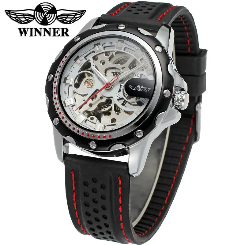 winner Own brand custom watch T-winner hot sale silicone band automatic mechanical casual male watch