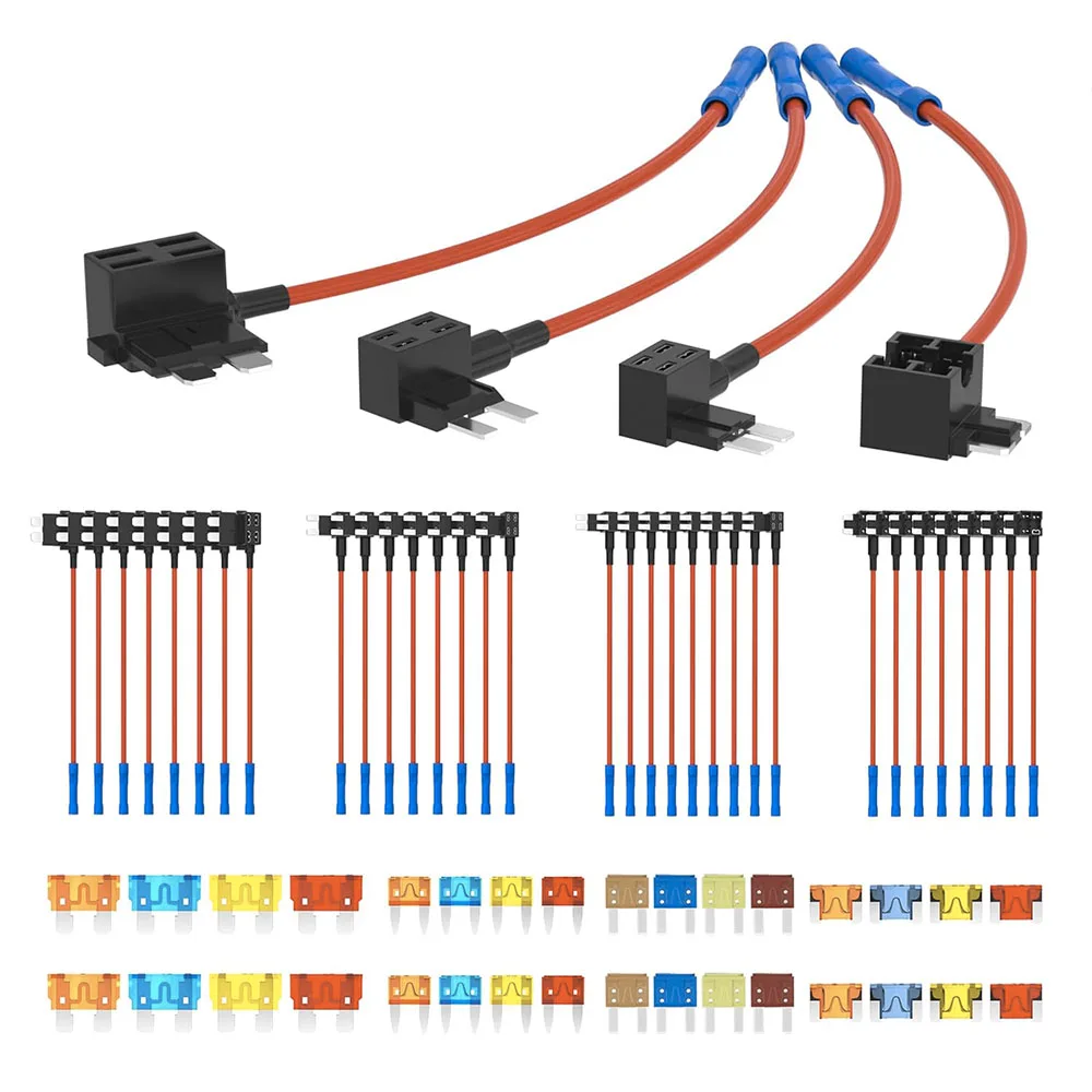 

36PCS Fuse Tap 12V 4 Types Add a Fuse Kit with 5A 10A 15A 20A Fuse Standard Low Profile Fuse Tap Adapter Mini and Micro2
