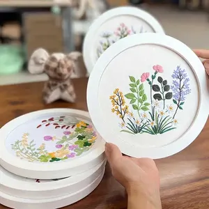 زهرة نمط الصليب غرزة الجدول اللوحة ، DIY المواد حزمة كيت ، معلقة الصورة مع طوق ، التطريز ، جديد أفضل 6 تصميمات مبيعات للتطريز - رقم 3