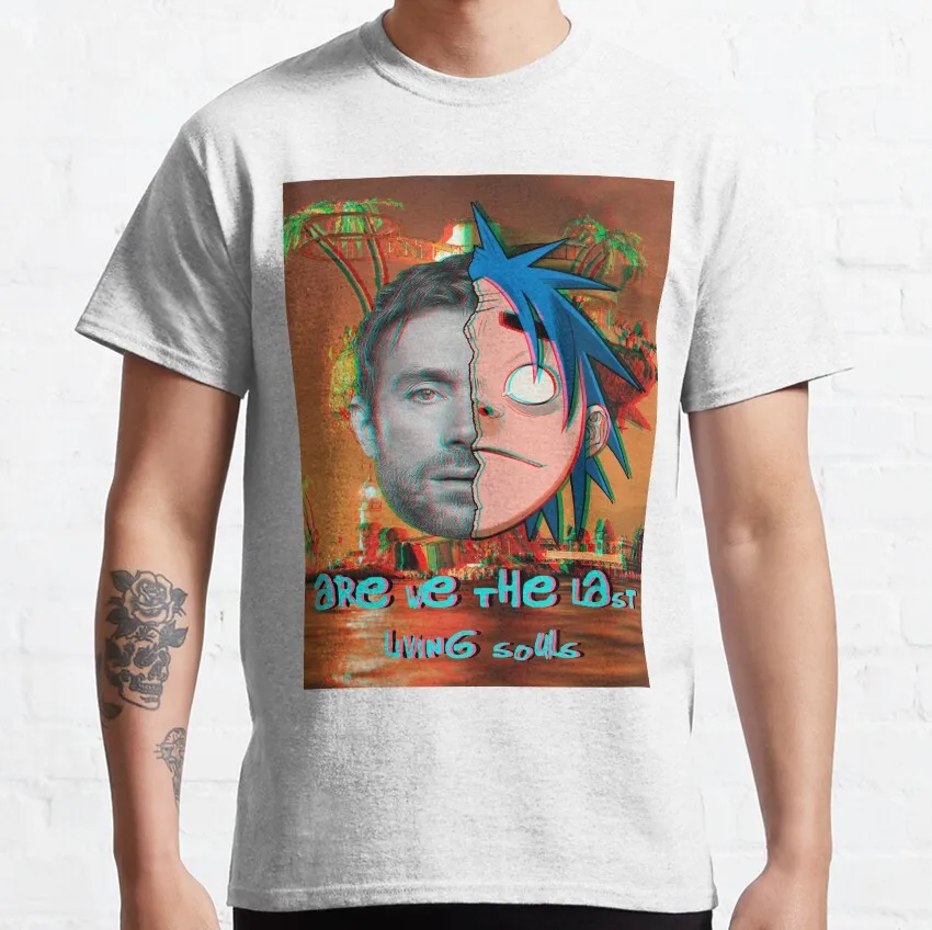 Gorillaz and Damon Albarn Punk band y2k Clothes 100% Cotton printed T-Shirt for Men plus size clothing