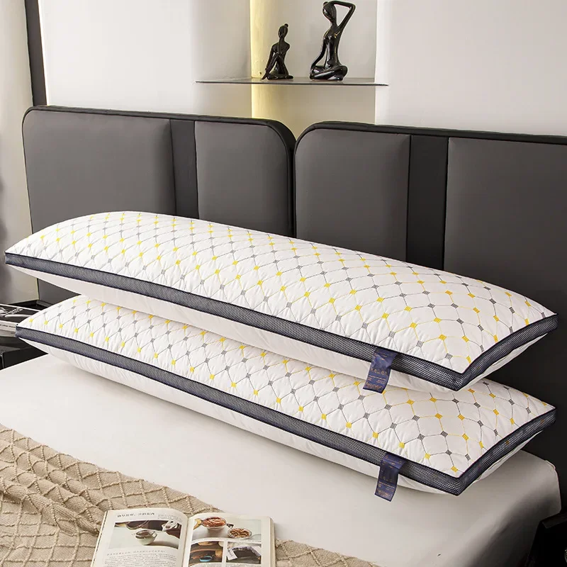 Double Extended Dry and Breathable Pillow Thickened High Rebound Silent Pillows Core Neck Protection, Sleep Aid, Long Pillows