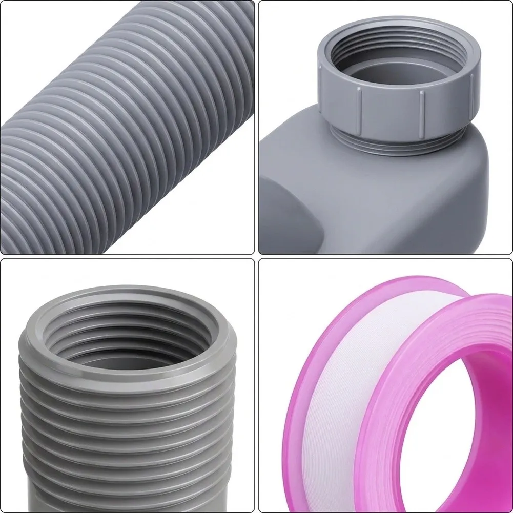 Low Profile Drain Pipe Kit with Flat P Trap for Freestanding Bathtub RV Flexible Bendable Polypropylene 12-33.5 Inch