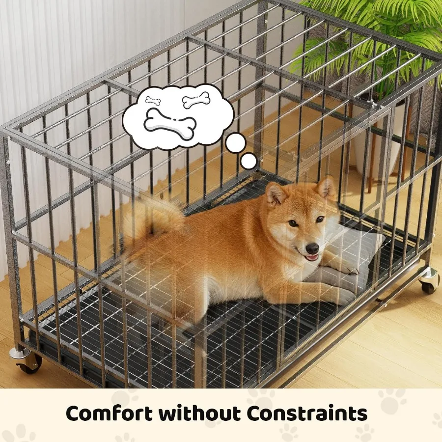 قفص كلب عالي التحمل غير قابل للتدمير 42 بوصة مع مقاسات صينية قابلة للإزالة ألوان اختيارية مقاومة للهروب باب مزدوج قفص عالي القلق