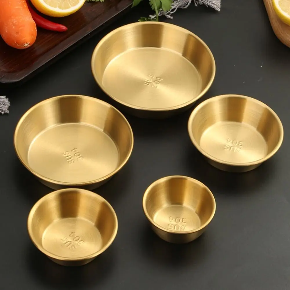 1Pcs Round Sushi Dipping Sauce Dishes Appetizer Plates 304 Stainless Steel Sauce Plate Individual 7/8/10/11cm Seasoning Tray