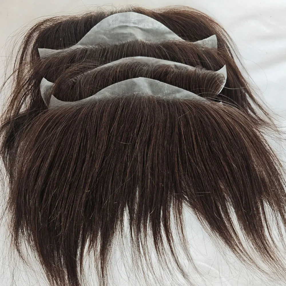 Herren-Toupet mit dünner PU-V-Loop-Haarsystemeinsatz, 6 Zoll, Remy-Echthaar-Haarteil für Männer, 1B V-Frontal-Toupet – Detail 4