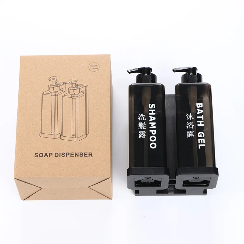 Hotel Shampoo and Shower Gel Separate Bottles Manual Press 500ml Shampoo Conditioner Dispenser Wall Mounts Hand Sanitizer Boxes