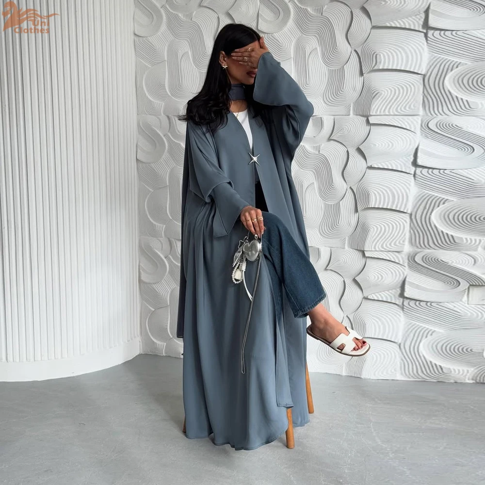

Uni Muslim Brief Open abaya Dubai Elegant Cardigan Fashion Flare Sleeve Robe Femme Musulmane 2025