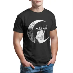 Men's Moon Knight Print T-Shirt 100% Cotton Garment Funny Short Sleeve Crew Neck Trend High Quality Spring Summer