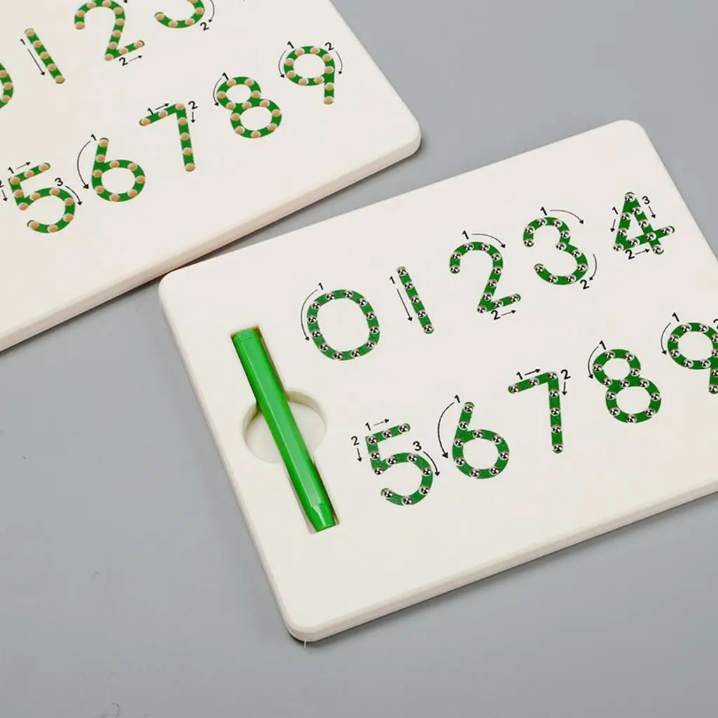 

Tracing Board with Steel Ball , 0-9 Numeral Writing Exercises Letter Board Preschool Learning Toys for Kids