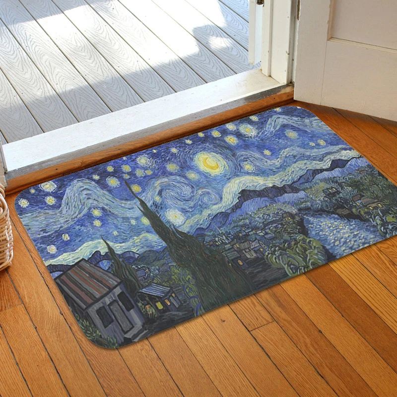 

Van Gogh Art Carpet Entrance of House Slip-resistant Kitchen Hallway Living Room Floor Mat Non-slip Balcony Bedroom Bathroom Rug